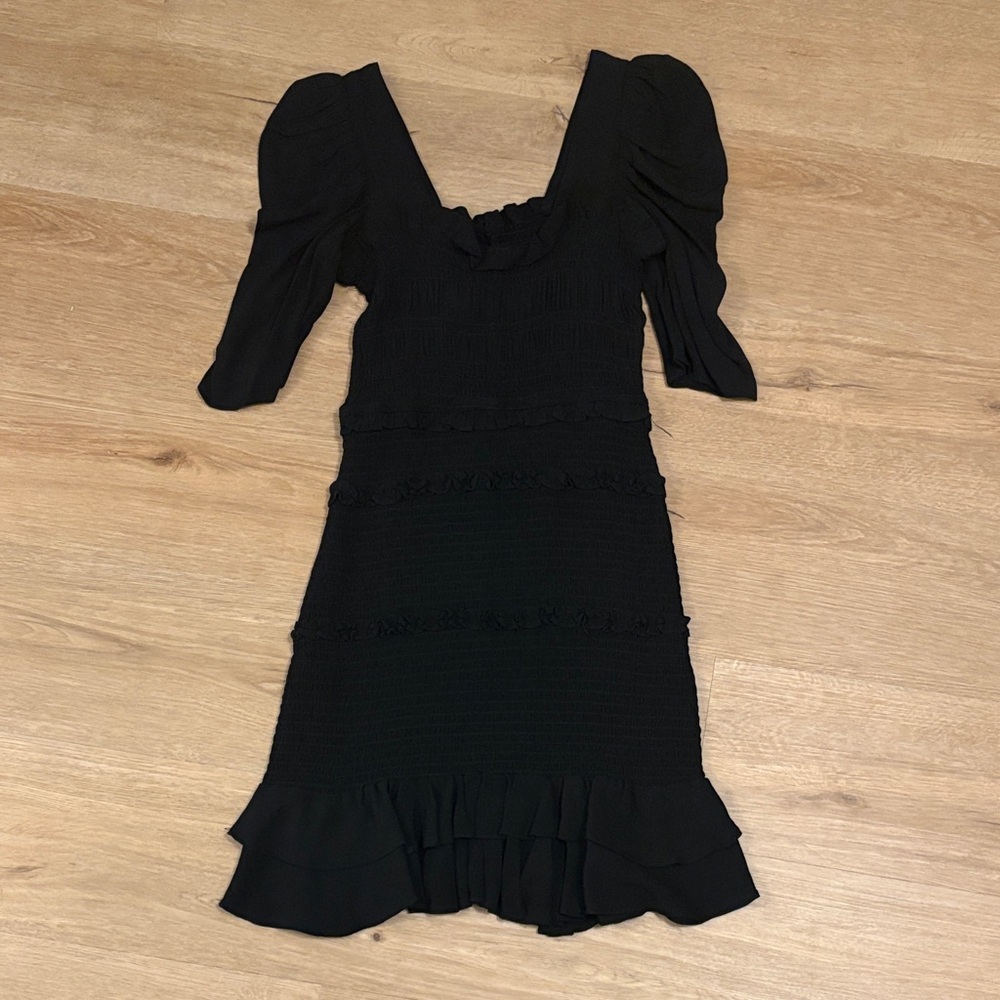 Elegant Black Ruffled Mini Dress